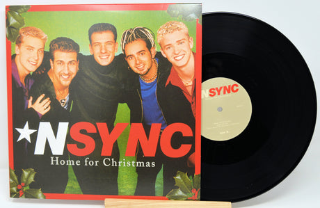 Front cover of NSYNC Home for Christmas vinyl album with band group photo