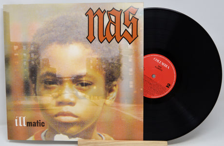 Vinyl cover features a boys face on the cover of Nas Illmatic