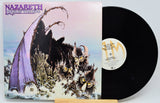 Nazareth - Feast of the Lamb vinyl record LP with the illustrated album cover standing beside the black record on a light background.