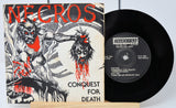 Vinyl record with cover featuring artistic design and text on a white background