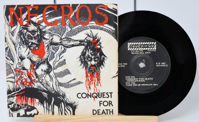 Vinyl record with cover featuring artistic design and text on a white background