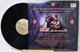 Vinyl record with cover featuring a group of people and text on a white background