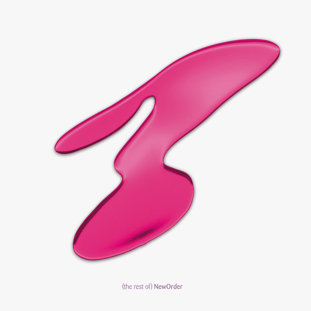 Pink abstract shape on a white background with text 'the rest of NewOrder'.