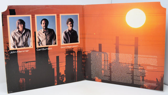 Gatefold inner sleeve of Nexus For Duo and Trio LP featuring portraits of John Klemmer, Carl Burnett, and Bob Magnusson