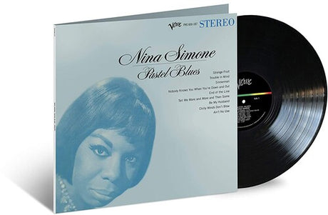 Vinyl record and cover of Nina Simone's 'Pastel Blues' on a white background