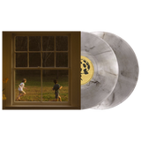Vinyl record with a window view of two children playing outside