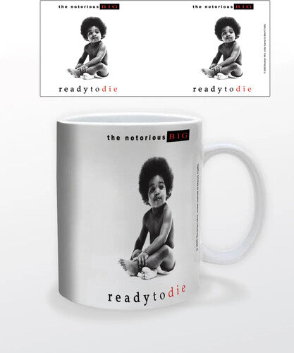Mug with 'The Notorious B.I.G.' album cover design on a white background