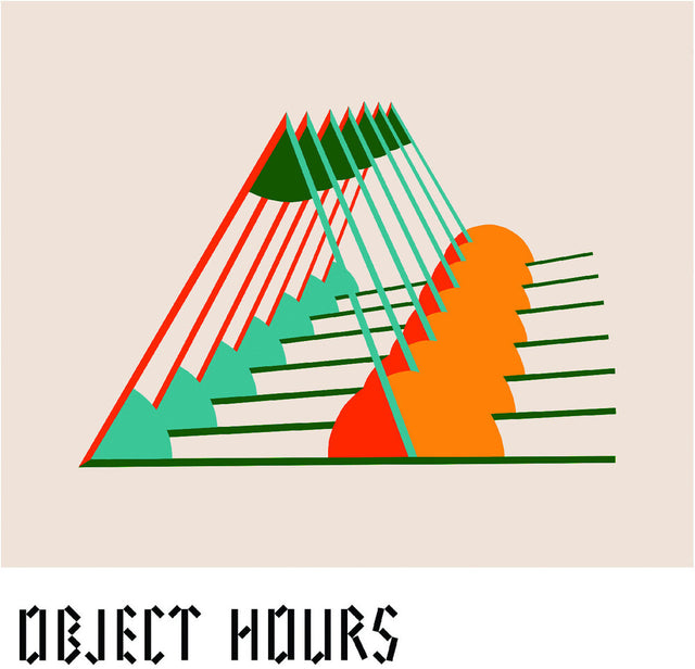 Vinyl record cover with geometric design with colorful shapes on a beige background, featuring the text 'OBJECT HOURS'.