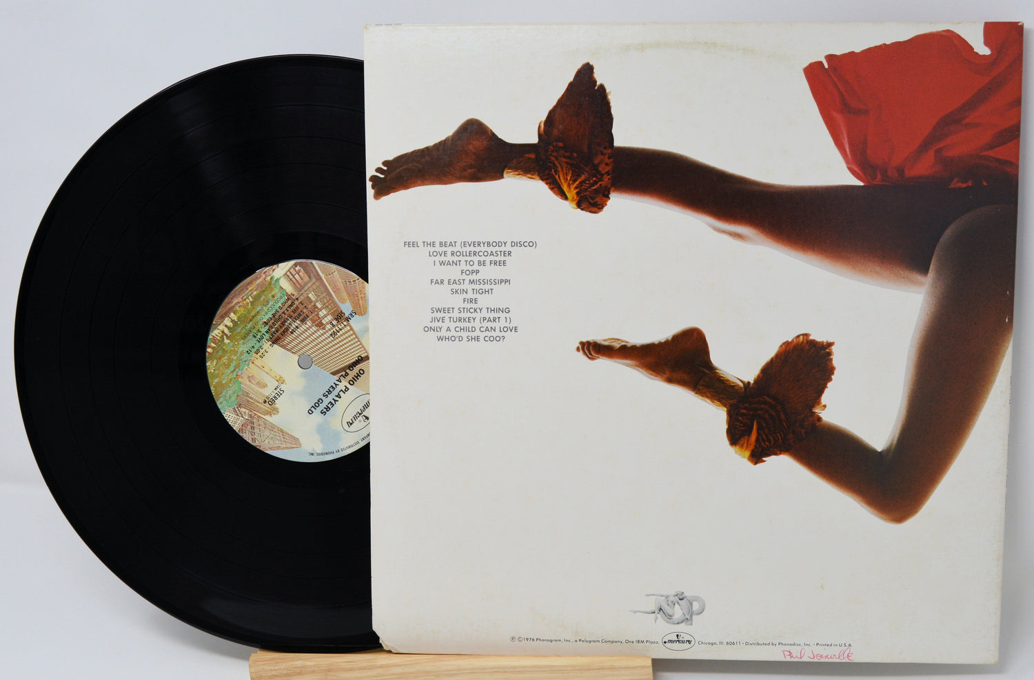 Ohio Players Gold vinyl record and back cover with album tracklist