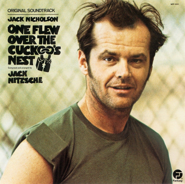 Cover of One Flew Over the Cuckoo's Nest soundtrack featuring a man in a green shirt with a fence in the background