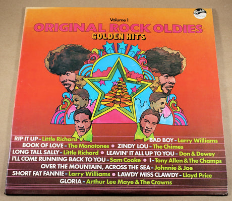 Front cover of Original Rock Oldies Golden Hits Vol. 1 LP with colorful illustrated artwork