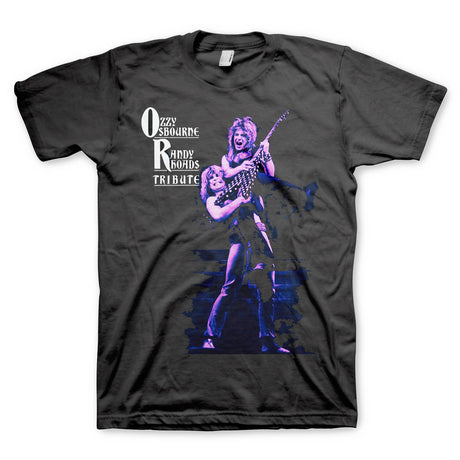 Black t-shirt featuring a purple Ozzy Osbourne Randy Rhoads Tribute graphic
