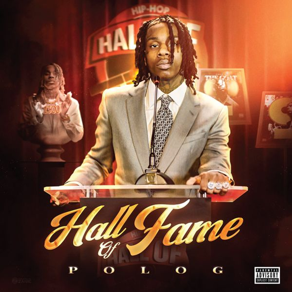 Album cover with a person in a suit at a podium, text 'Hall Fame of POLOG', and a background with awards.