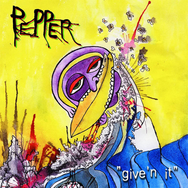 Album cover with a stylized face and the word 'Pepper' on a yellow background