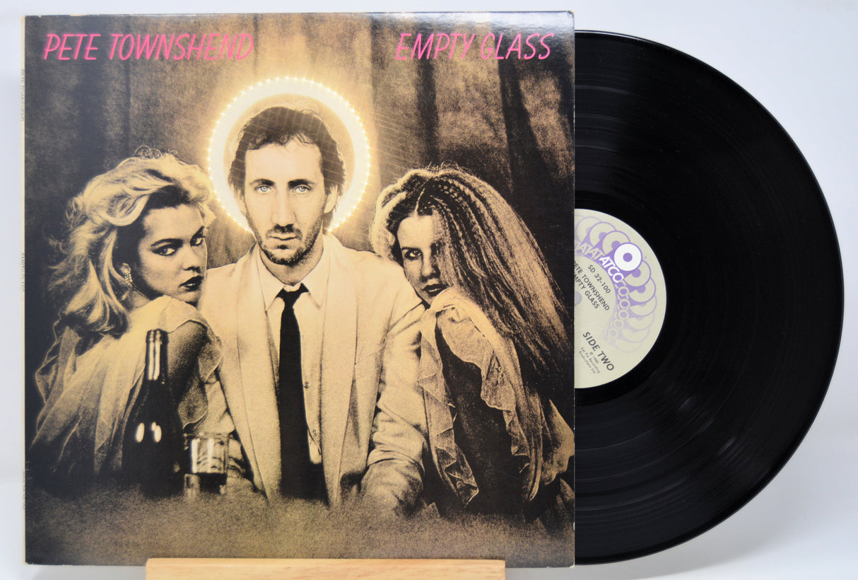 'Pete Townshend Empty Glass' Vinyl record with cover featuring a black and white image of three people, including a Pete with a halo.