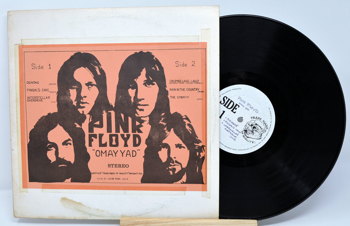 Pink Floyd Omay Yad vinyl LP with illustrated cover featuring band members and tracklist