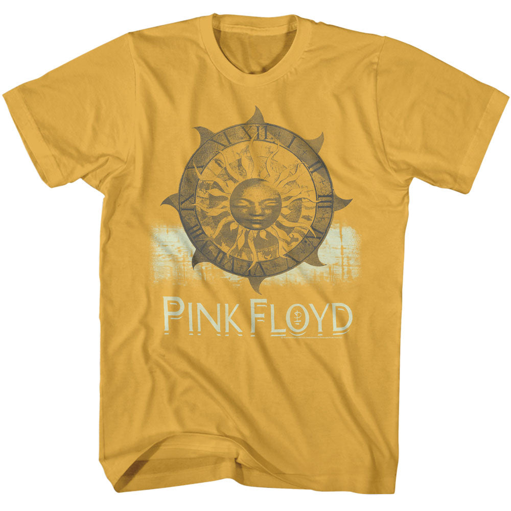 Yellow t-shirt with Pink Floyd logo on a white background