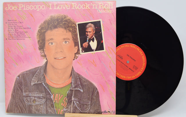 Vinyl record with cover featuring a person and text 'I Love Rock 'n Roll'.