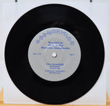 Vinyl record with a white label on a white background featuing I've changed