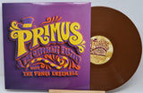 Vinyl record with a colorful cover featuring the band Primus and text.