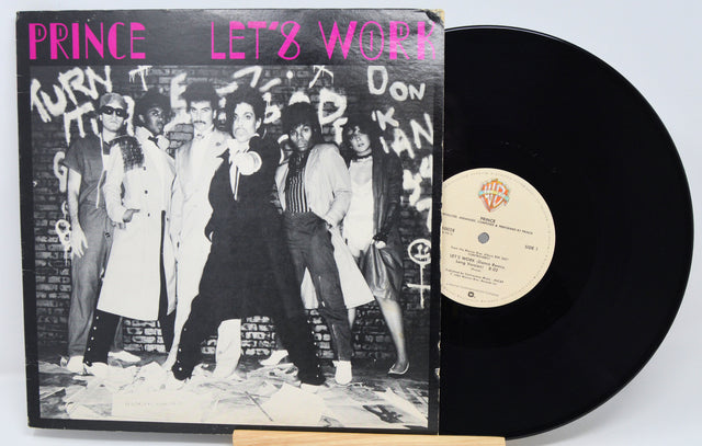 Vinyl record with 'Prince Let's Work' cover featuring a group of people.
