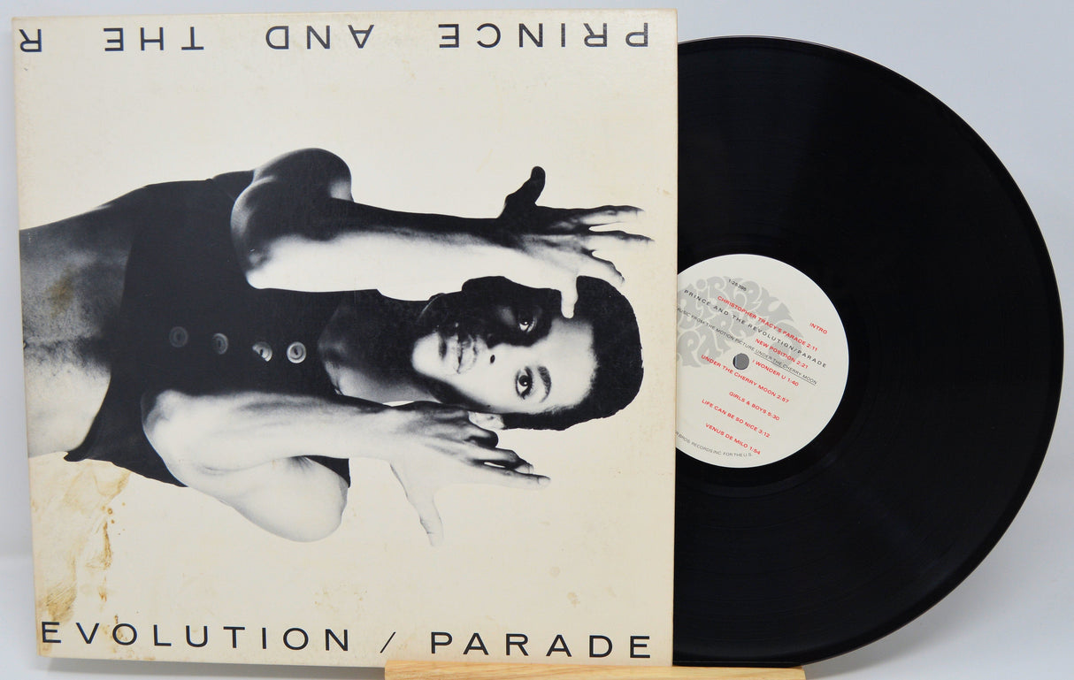 Back cover of Parade vinyl by Prince and The Revolution showing Prince's stylized portrait