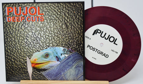 Vinyl record with cover featuring a bird and text 'PUJOL DEEP CUTS' on a white background.