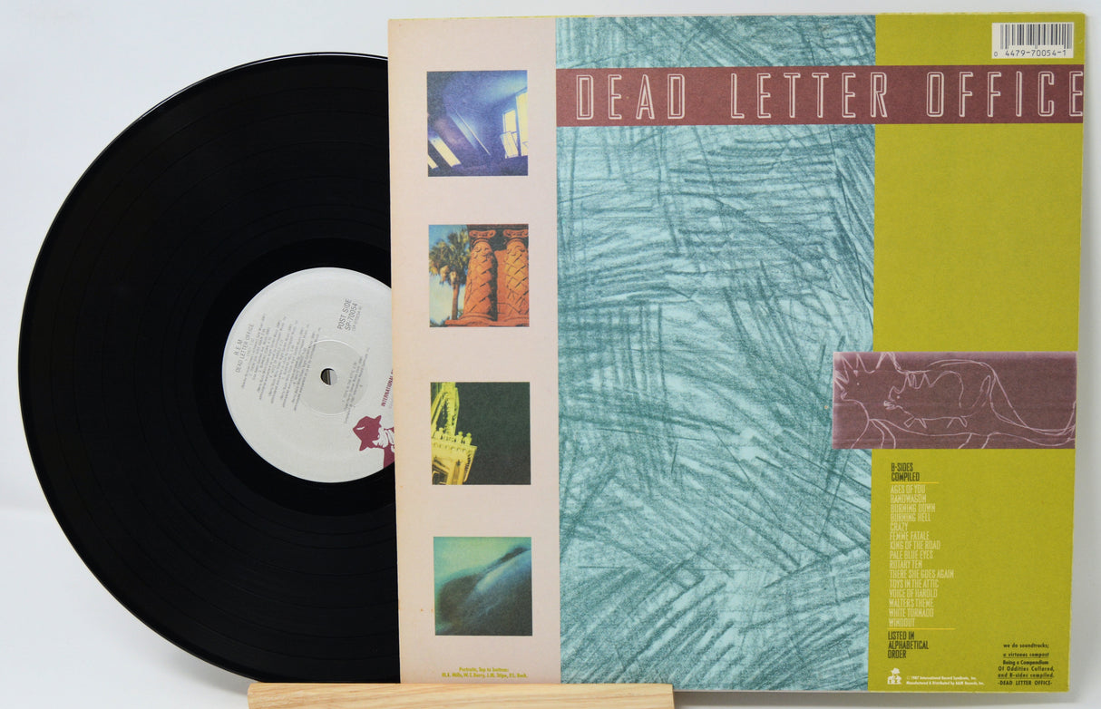 Vinyl record with its cover displaying 'Dead Letter Office' on a white background