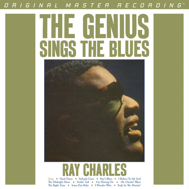 Album cover of 'The Genius Sings the Blues' by Ray Charles with a portrait of Ray Charles.