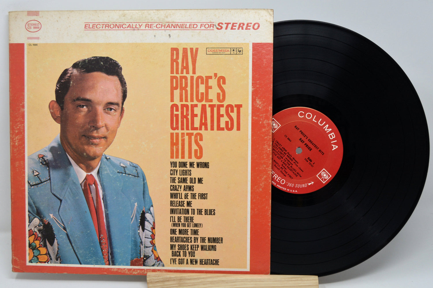 Front cover of Ray Price's Greatest Hits vinyl record featuring Ray Price in a blue embroidered suit