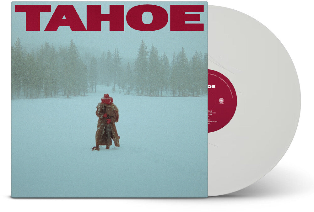 Vinyl record with 'TAHOE' cover featuring a person in a snowy landscape.
