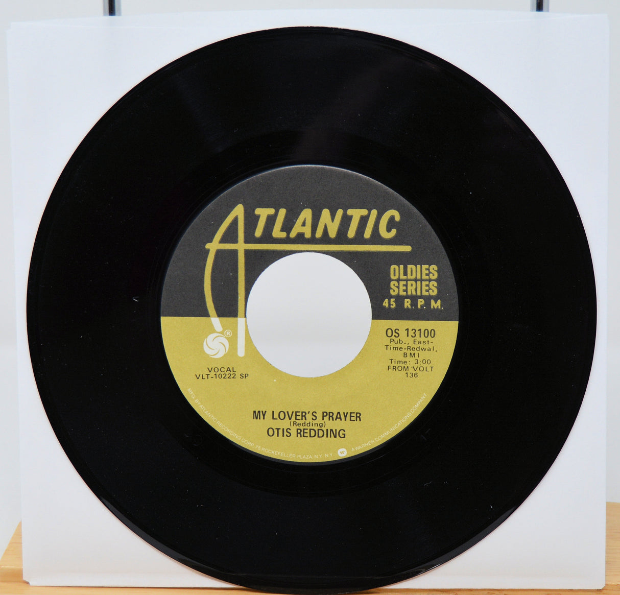 Vinyl record with Atlantic label on a white background