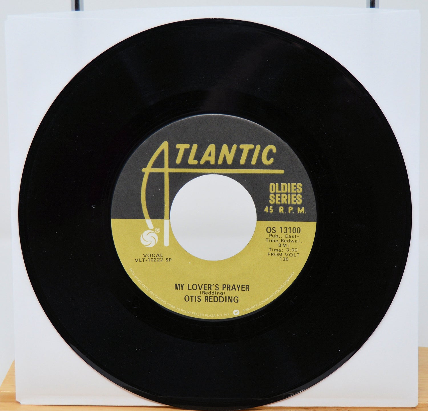 Vinyl record with Atlantic label on a white background
