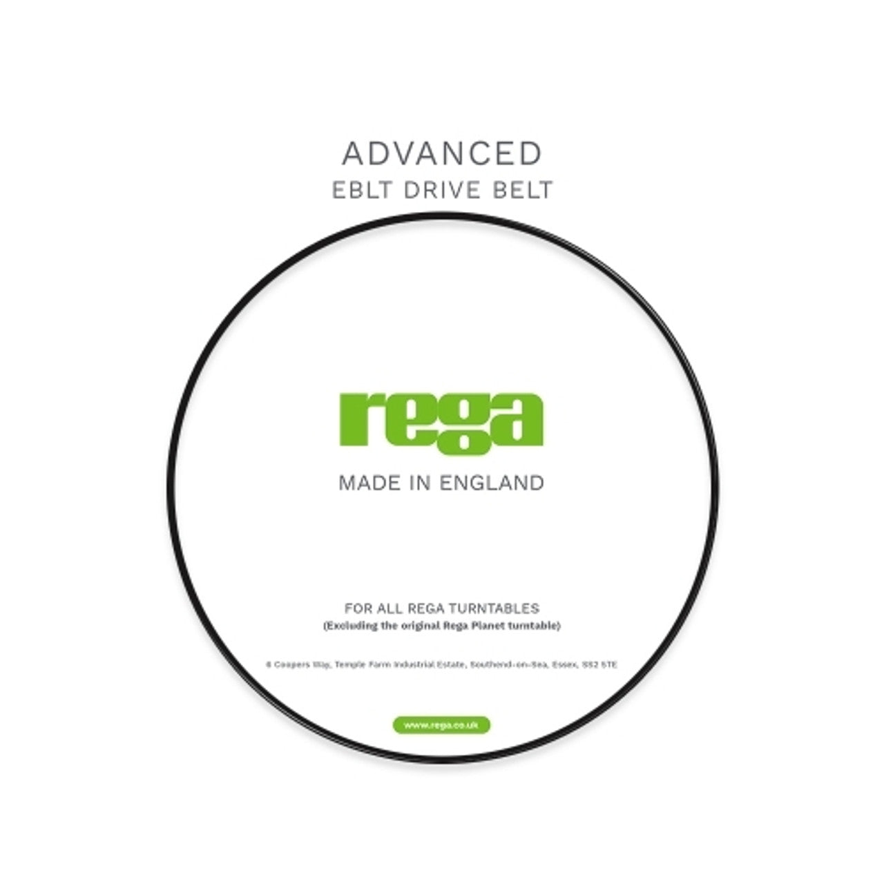 Rega Advanced EBLT Drive Belt with packaging, suitable for all Rega turntables