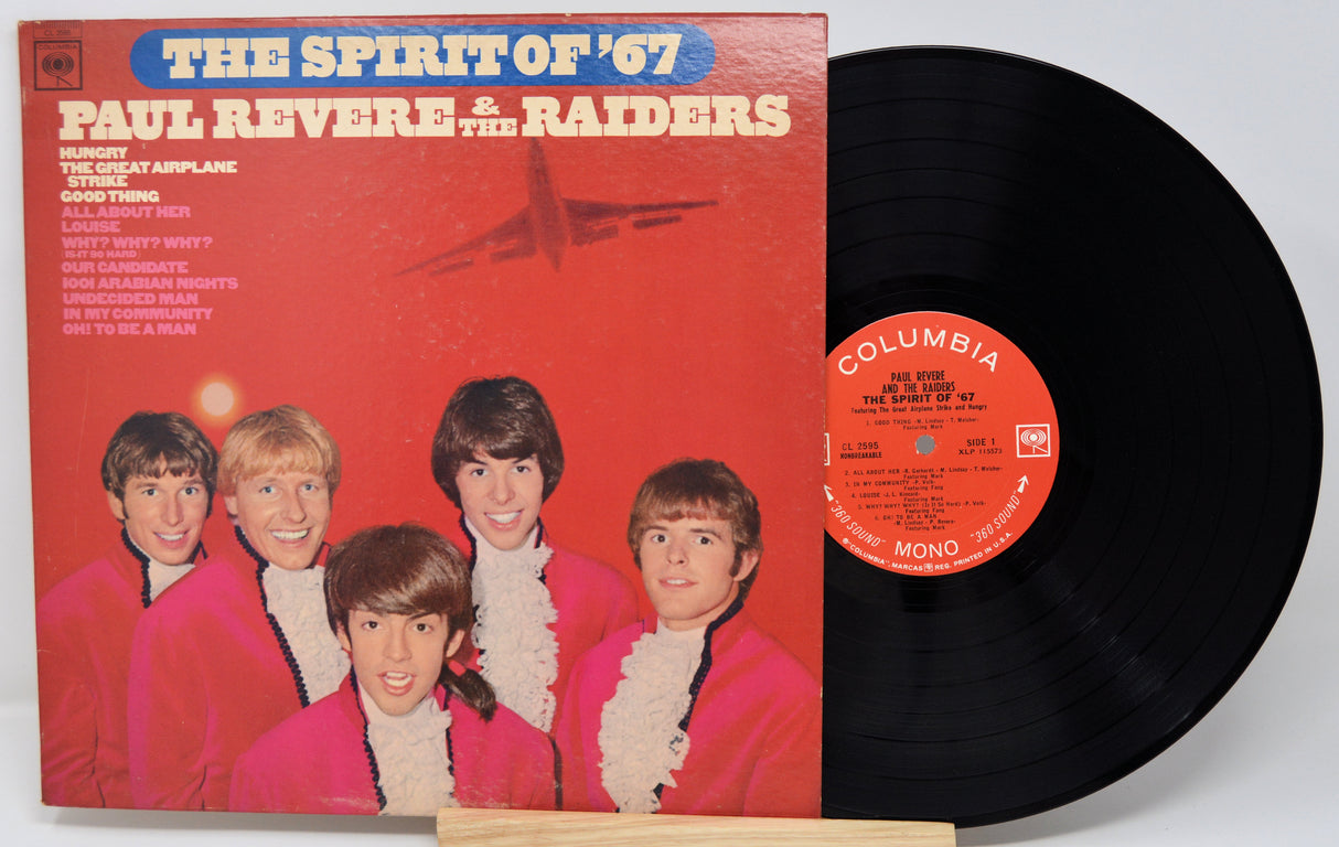 Vinyl record and cover of 'The Spirit of '67' by Paul Revere & the Raiders with Columbia label.