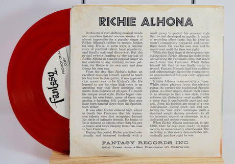 Back cover and red vinyl record of Richie Alhona's 'One Desire' with sleeve notes