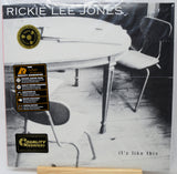 Rickie Lee Jones 'It's Like This' vinyl record album cover, showing a black and white photo of a table and chairs, with gold Quality Records stickers on the front.