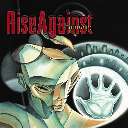 Album cover for 'The Unraveling' by Rise Against featuring a stylized figure and palm print.