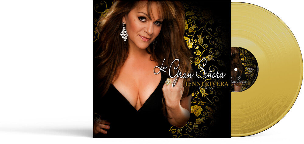 Vinyl record with a cover featuring a woman and decorative elements