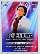 Trading card featuring a person with a colorful background and text about authenticity and branding.