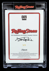 Reverse side of 2025 Rolling Stone Jimi Hendrix Keepsake 1/1 collectible card with signature details