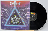 Vinyl record with cover featuring a rose and triangle design on a white background