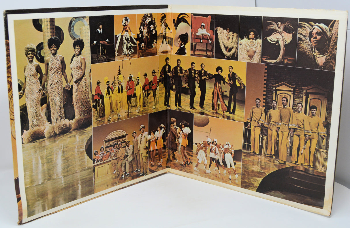 Open book with vintage-style illustrations of people in formal attire on a white background