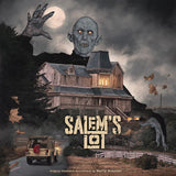 Illustration of a haunted house with a hand reaching out, titled 'Salem's Lot', featuring a moon and leaves.