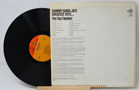 Back cover and vinyl record of Sammy Davis Jr.'s Greatest Hits album with tracklist
