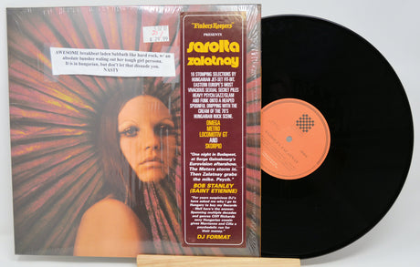 Front cover of Sarolta Zalatnay vinyl LP featuring her portrait with vibrant background and album description
