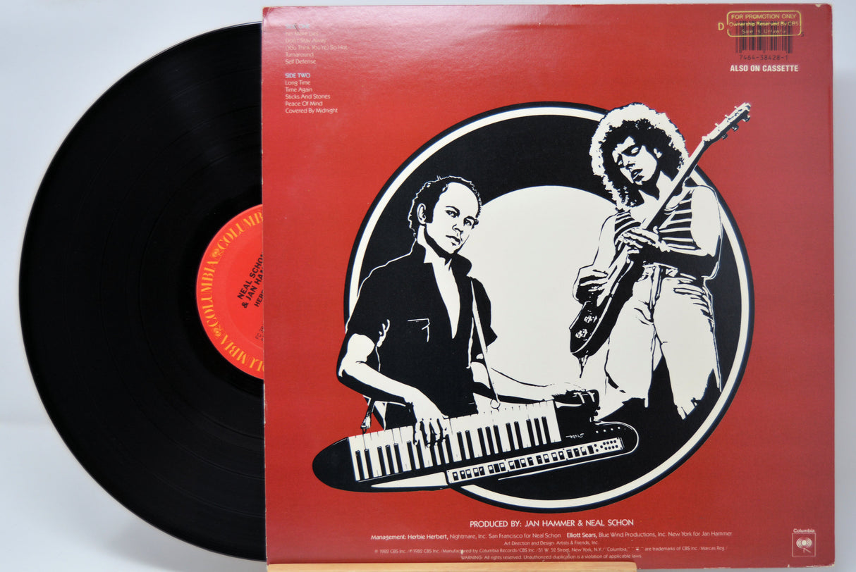 'Schon Hammer Here To Stay' Vinyl record with red cover featuring black and white illustration of two musicians.