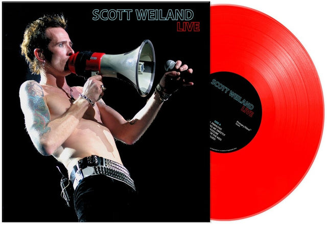 Scott Weiland 'Live' vinyl record album cover with a translucent red record partially visible on the right against a white background.