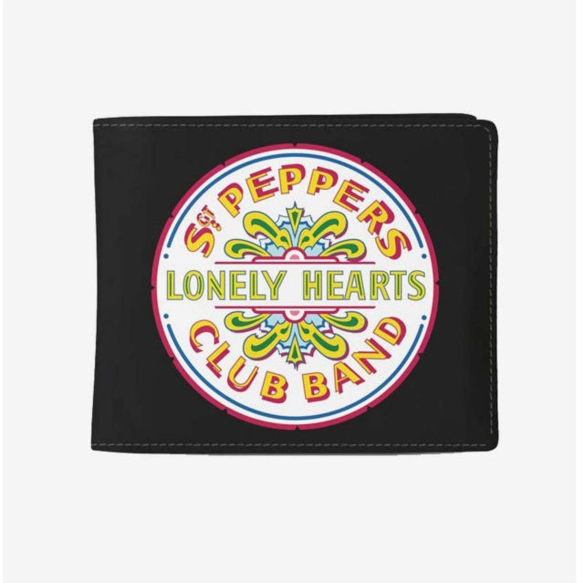 Black wallet with Sgt. Pepper's Lonely Hearts Club Band colorful emblem