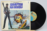 Front cover and vinyl record of Shaft's Big Score! original soundtrack LP featuring explosive action artwork